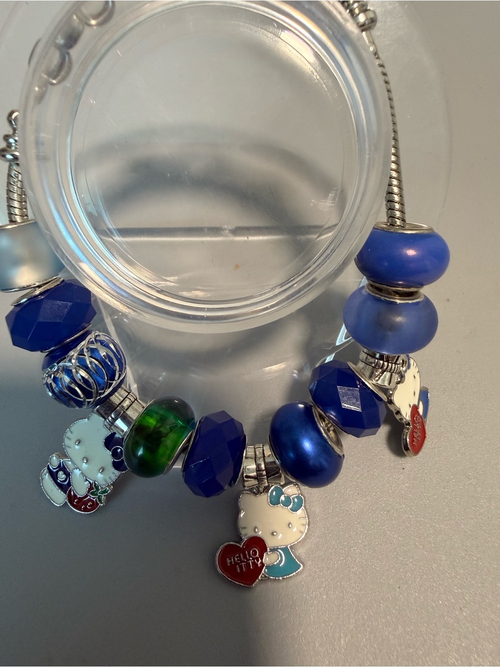 Hello Kitty Blue and Green Bead Charm Bracelet - Women Jewelry
